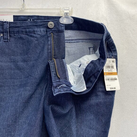 Style & Co Mid-Rise Tummy Control Stretch Short Woman Sz 16WP Blue New Boot Leg - Picture 9 of 12